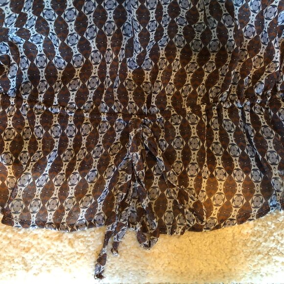 CLASS Boho inspired Peasant Top Brown/Blue Sz M - Picture 6 of 6